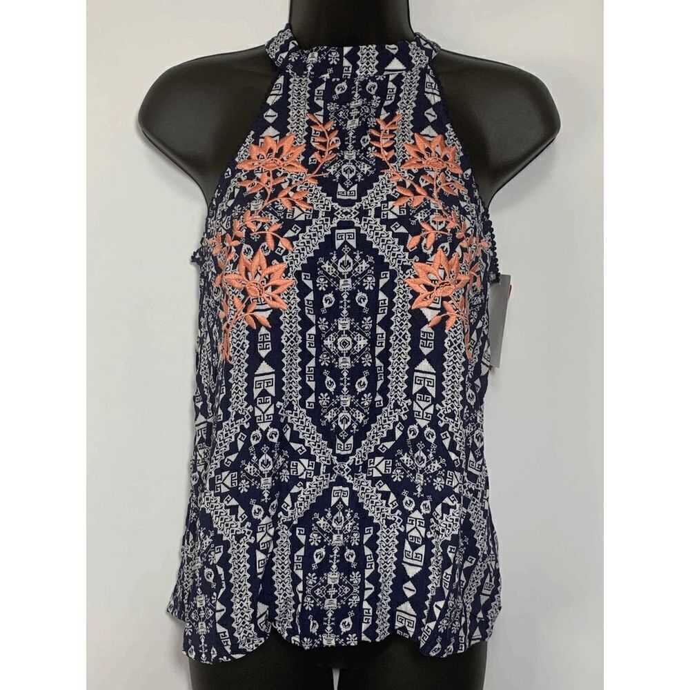Xhilaration Halter Embroidered Top Size XS